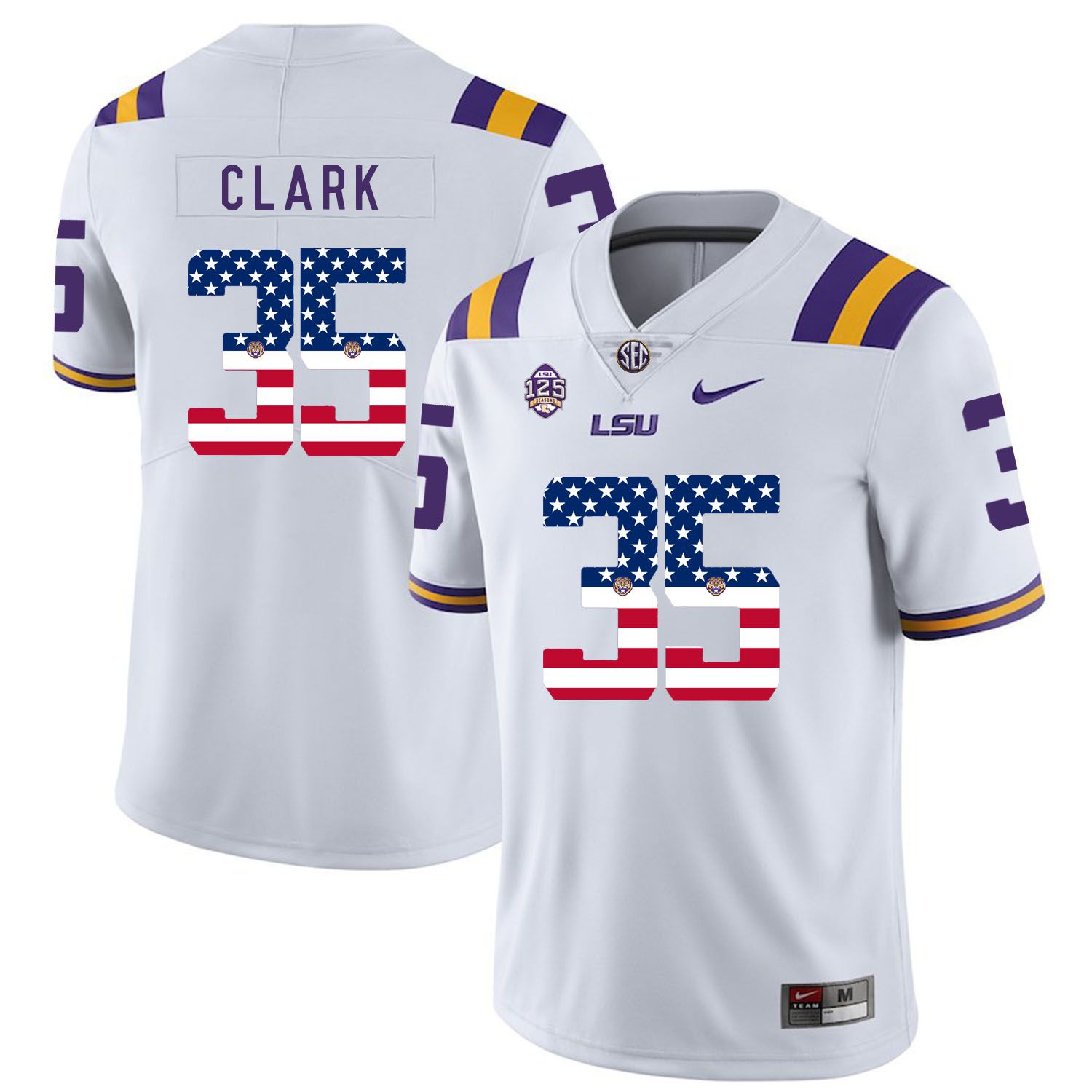 Men LSU Tigers #35 Clark White Flag Customized NCAA Jerseys->customized ncaa jersey->Custom Jersey